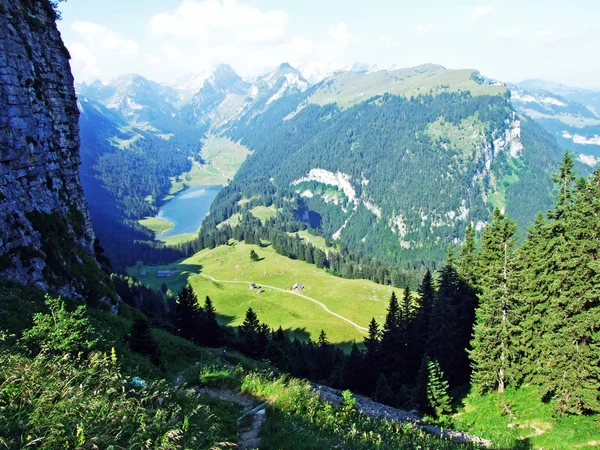Paisagem Ambiente Cordilheira Alpstein Região Appenzellerland Cantão Appenzell Innerrhoden Suíça — Fotografia de Stock