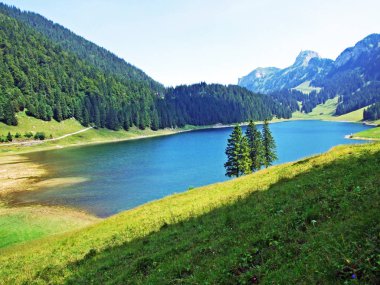 Alp Gölü Samtisersee dağ aralığı Alpstein ve Appenzellerland bölge - Appenzell Innerrhoden Canton, İsviçre