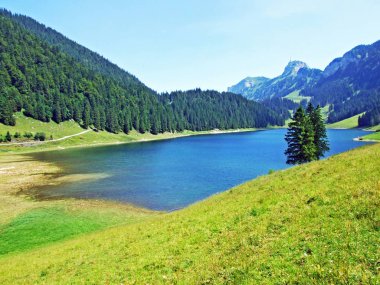 Alp Gölü Samtisersee dağ aralığı Alpstein ve Appenzellerland bölge - Appenzell Innerrhoden Canton, İsviçre