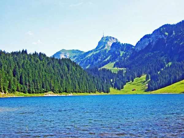 Lago Alpino Samtisersee Nella Catena Montuosa Alpstein Nella Regione Appenzellerland — Foto Stock