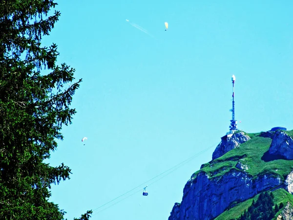 Cable Car Brulisau Hoher Kasten Luftseilbahn Brulisau Hoher Kasten Bergbahn — Φωτογραφία Αρχείου