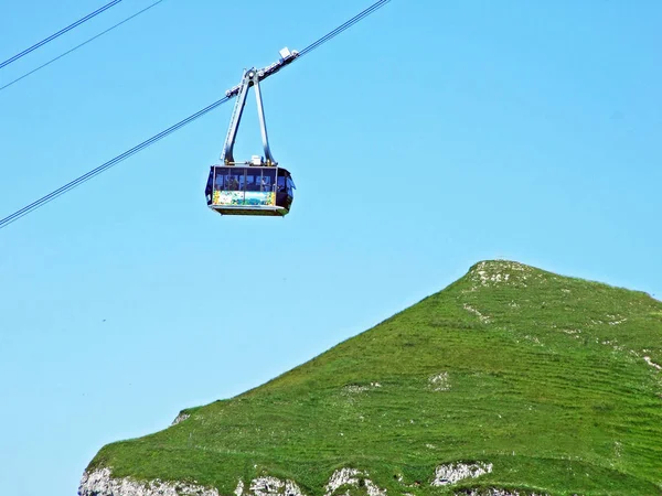 Teleférico Brulisau Hoher Kasten Luftseilbahn Brulisau Hoher Kasten Bergbahn Cantão — Fotografia de Stock