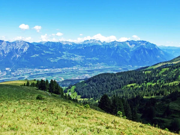 Vista Sobre Valle Del Rin Rheintal Desde Cordillera Alviergruppe Cantón —  Fotos de Stock