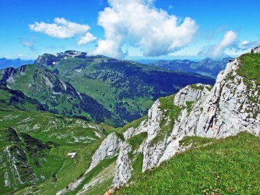 Panorama dağ tepe Margelchopf Alviergruppe dağ silsilesi - Canton St. Gallen, İsviçre'den