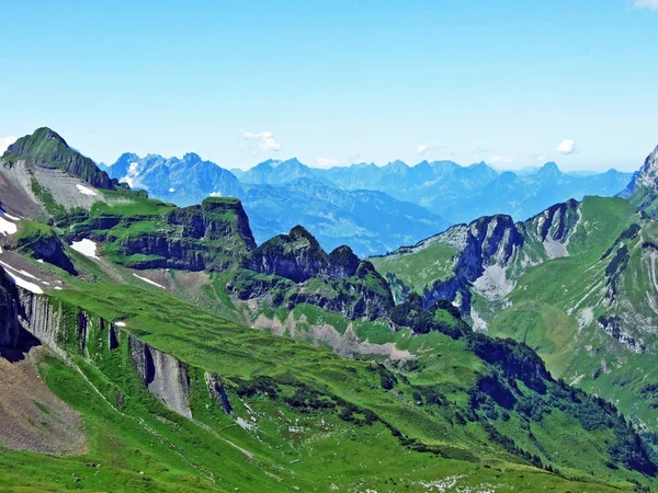 Panoráma Alpesi Csúcs Margelchopf Alviergruppe Hegység Gallen Kanton Svájc — Stock Fotó