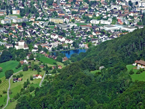 City Buchs River Rhine Valley Canton Gallen Switzerland — Stock Photo, Image