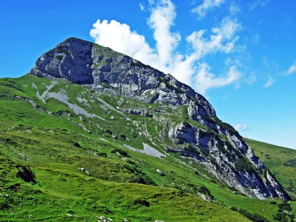 Pieszych Alpejski Szczyt Margelchopf Alviergruppe Pasmo Górskie Kantonu Gallen Szwajcaria — Zdjęcie stockowe