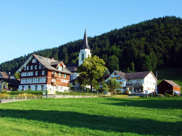 Wildhaus Osídlení Řeky Thur Údolí Kantonu Gallen Švýcarsko — Stock fotografie