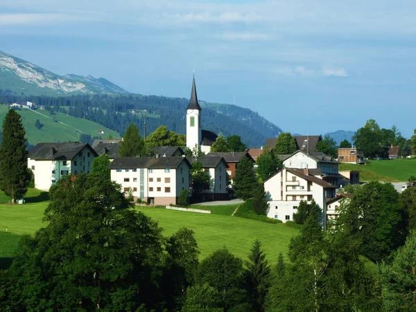 Wildhaus Osídlení Řeky Thur Údolí Kantonu Gallen Švýcarsko — Stock fotografie