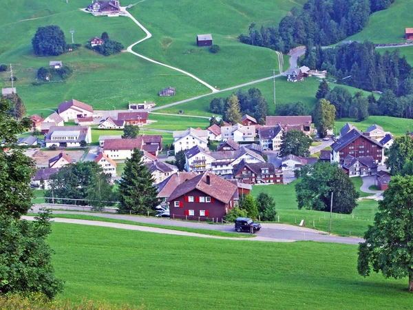 Wildhaus Település Folyó Thur Valley Gallen Kanton Svájc — Stock Fotó