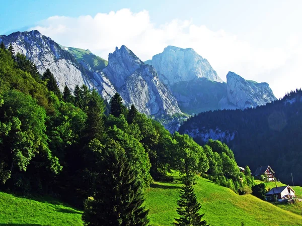 Alpejski Szczyt Zehespitz Pasmo Górskie Alpstein Kantonu Gallen Szwajcaria — Zdjęcie stockowe