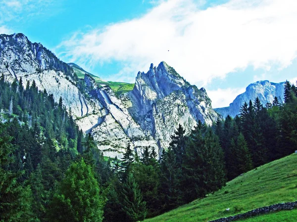 阿尔卑斯峰在阿尔卑斯斯坦山脉 圣加仑州 — 图库照片