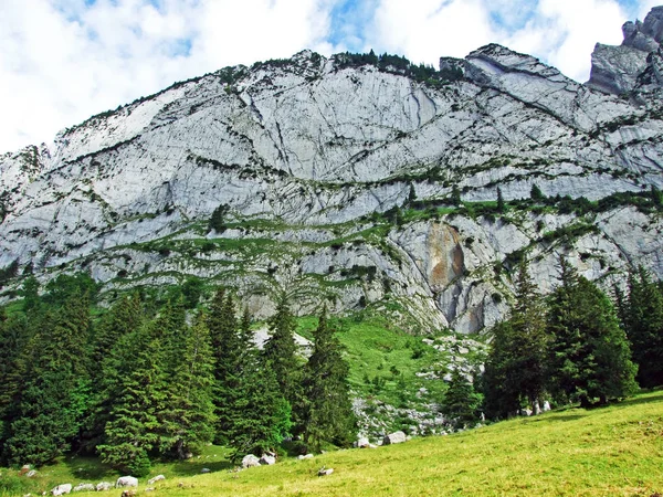 Alpine Peak Zehespitz Mountain Range Alpstein Cantão Gallen Suíça — Fotografia de Stock