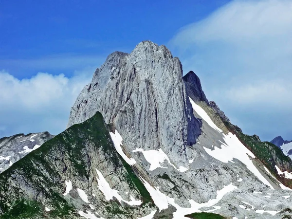 Κορυφής Των Άλπεων Altman Στην Οροσειρά Alpstein Καντόνια Της Σεν — Φωτογραφία Αρχείου