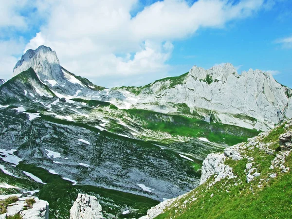 Alpin Topp Altman Bergskedjan Alpstein Kantoner Gallen Och Appenzell Innerrhoden — Stockfoto