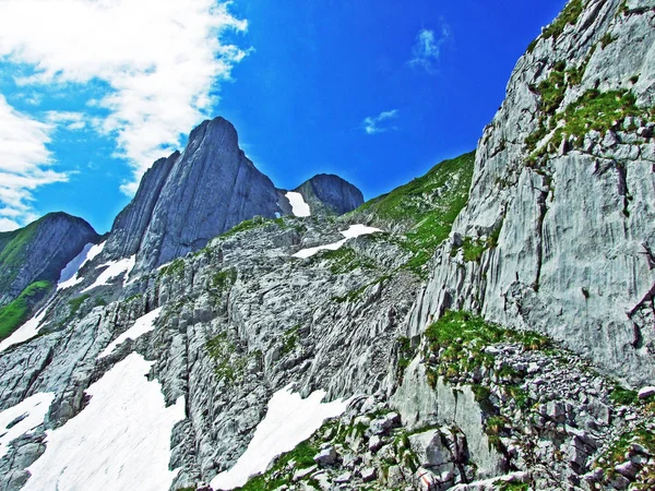 Alpine Peak Altman Mountain Range Alpstein Cantons Gallen Appenzell Innerrhoden — Stock Photo, Image