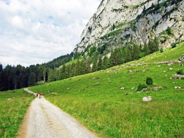 Alp Teselalp Vadisi Alpstein dağ silsilesi - Canton St. Gallen, İsviçre