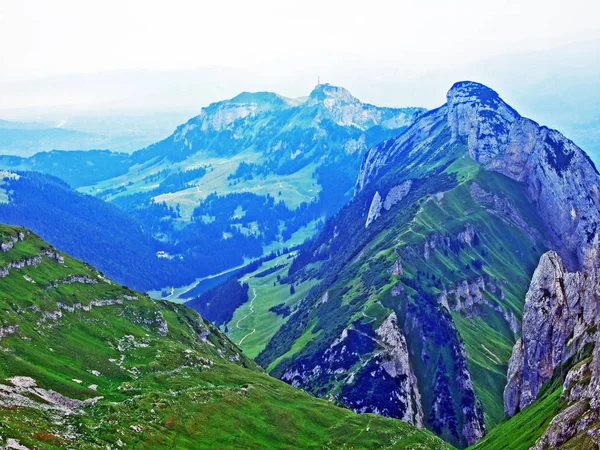 Beautiful Alpine Peak Santis Alpstein Mountain Range Canton Appenzell Innerrhoden — Stock Photo, Image