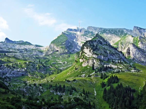 Magnifique Sommet Alpin Sntis Dans Chaîne Montagnes Alpstein Canton Appenzell — Photo