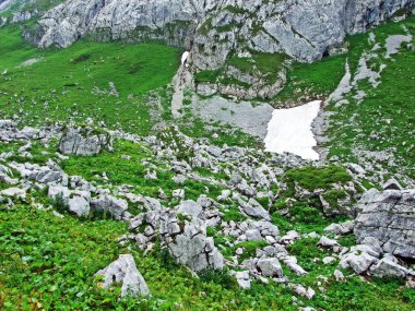 Taşlar ve kayalar Alpstein dağ silsilesi - St. Gallen Kanton ve Appenzell Innerrhoden, İsviçre
