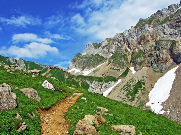 阿尔普斯坦山脉的石头和岩石 瑞士圣加仑和阿彭策尔内罗登州 — 图库照片