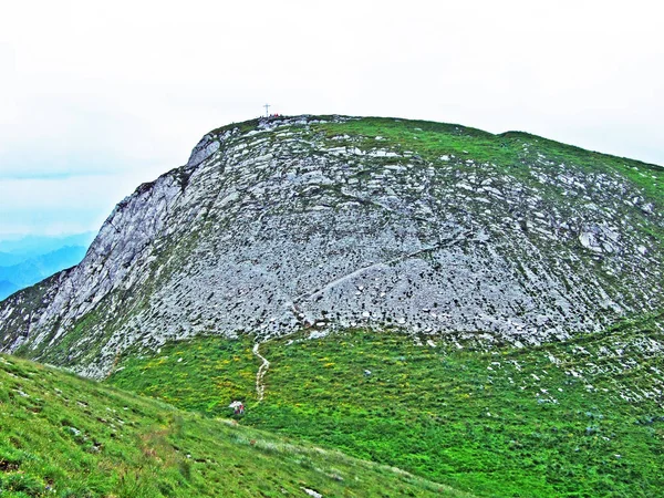 Pic Herbeux Mutschen Dans Chaîne Montagnes Alpstein Canton Saint Gall — Photo