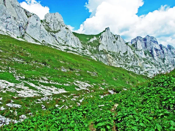 Alpstein Innerrhoden 스위스에서 Fhlentrm의 뾰족한 산봉우리 — 스톡 사진