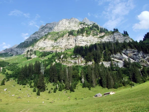 Alpejskie Krajobrazy Skaliste Szczyty Pasma Górskiego Alpstein Kantony Gallen Appenzell — Zdjęcie stockowe