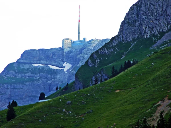 Magnifique Sommet Alpin Sntis Dans Chaîne Montagnes Alpstein Canton Appenzell — Photo