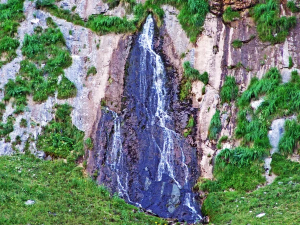 Fuente Kárstica Cascada Del Arroyo Santisthur Santisthur Quelle Und Wasserfall — Foto de Stock