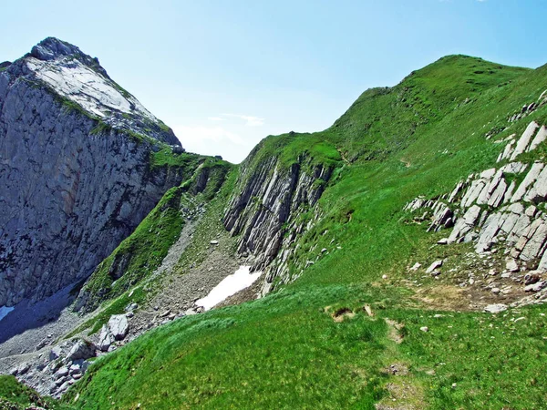 Alpský Vrchol Silberplatten Pohoří Alpstein Kantonu Gallen Švýcarsko — Stock fotografie