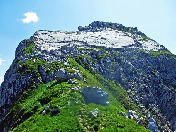 Alpine Peak Silberplatten Mountain Range Alpstein Cantão Gallen Suíça — Fotografia de Stock