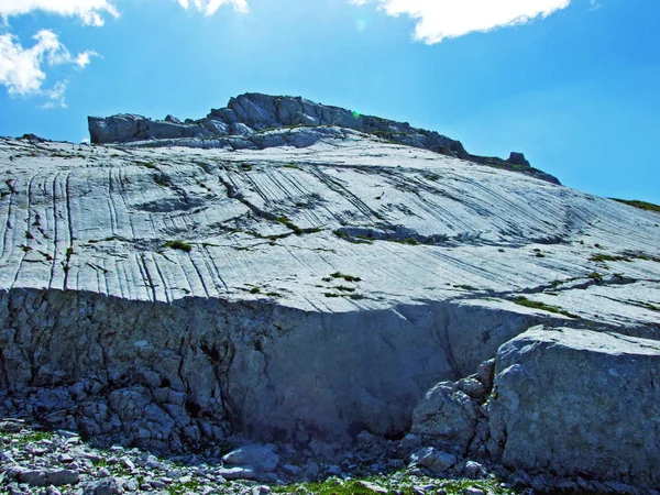 Alpine Peak Silberplatten Mountain Range Alpstein Cantão Gallen Suíça — Fotografia de Stock