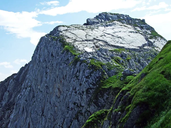 Альпійським Піком Silberplatten Гірський Хребет Alpstein Кантону Санкт Галлен Швейцарія — стокове фото