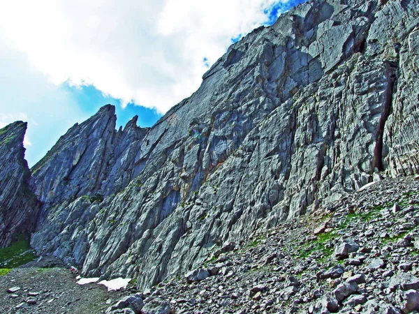 Alpine Piek Silberplatten Bergketen Alpstein Kanton Gallen Zwitserland — Stockfoto