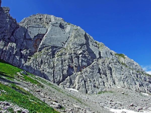 Alpine Piek Silberplatten Bergketen Alpstein Kanton Gallen Zwitserland — Stockfoto