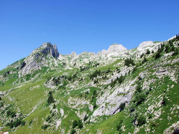 Paisaje Alpino Picos Rocosos Cordillera Alpstein Cantones Gallen Appenzell Innerrhoden —  Fotos de Stock