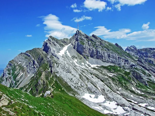 Paesaggio Alpino Cime Rocciose Della Catena Montuosa Alpstein Cantoni San — Foto Stock