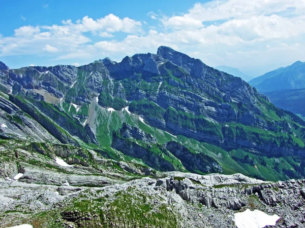 Peisaj Alpin Vârfuri Stâncoase Din Lanțul Muntos Alpstein Cantoanele Gallen — Fotografie, imagine de stoc