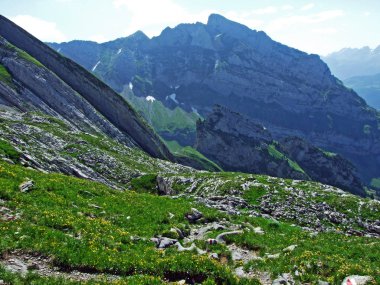 Taşlar ve kayalar Alpstein dağ silsilesi - St. Gallen Kanton ve Appenzell Innerrhoden, İsviçre
