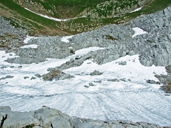 Pedras Rochas Cordilheira Alpstein Cantões Gallen Appenzell Innerrhoden Suíça — Fotografia de Stock