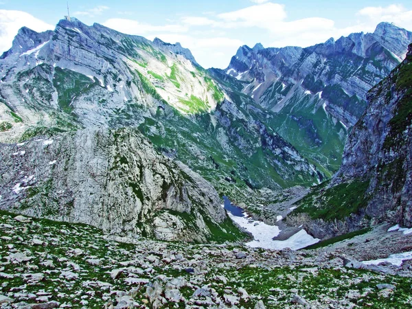 Taşlar Kayalar Alpstein Dağ Silsilesi Gallen Kanton Appenzell Innerrhoden Sviçre — Stok fotoğraf