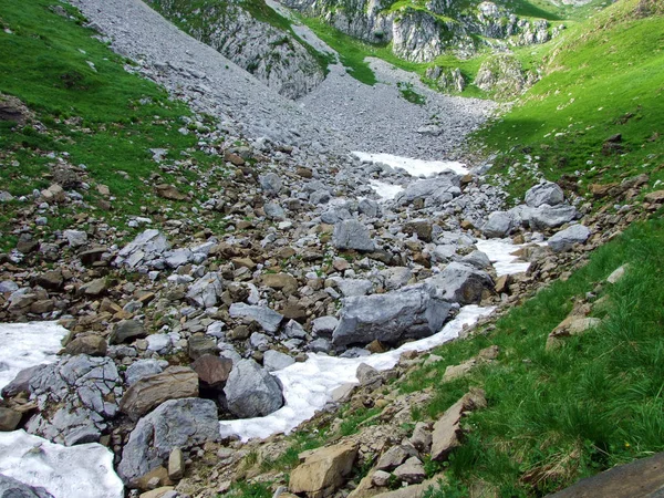 Pedras Rochas Cordilheira Alpstein Cantões Gallen Appenzell Innerrhoden Suíça — Fotografia de Stock
