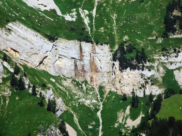 Pedras Rochas Cordilheira Alpstein Cantões Gallen Appenzell Innerrhoden Suíça — Fotografia de Stock