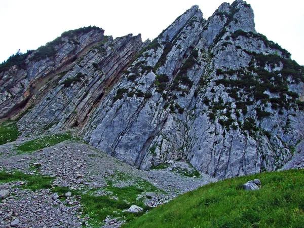 Pedras Rochas Cordilheira Alpstein Cantões Gallen Appenzell Innerrhoden Suíça — Fotografia de Stock