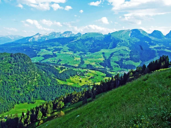 Uitzicht Rivier Thur Vallei Uit Alpstein Bergketen Kanton Gallen Zwitserland — Stockfoto