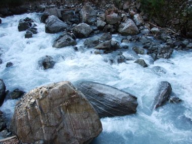 Maderanertal Alpine vadisindeki Charstelenbach akarsu-Uri Kantonu, Isviçre