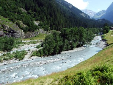 Maderanertal Alpine vadisindeki Charstelenbach akarsu-Uri Kantonu, Isviçre