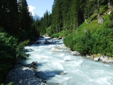 Maderanertal Alpine vadisindeki Charstelenbach akarsu-Uri Kantonu, Isviçre