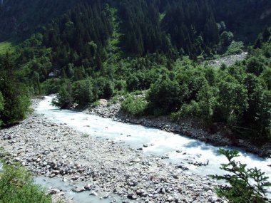 Maderanertal Alpine vadisindeki Charstelenbach akarsu-Uri Kantonu, Isviçre